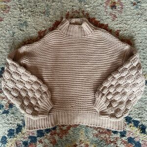Garage Dusty Pink Bubble-Sleeve Turtleneck Sweater